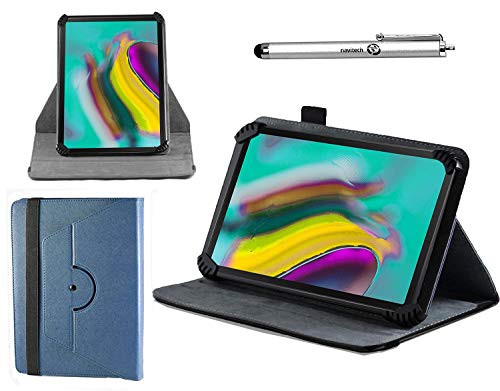 Navitech Blue Leather Case Cover with 360 Rotational Stand and Atlas Stylus Compatible with The PADGENE 10.1" Inch Android Tablet PC