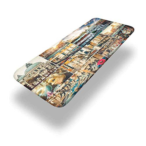 6ft Travel Elastic Edge Picnic Table Cover,Collage of Various Views of Venice City with Canal Cathedral Palace Travel Theme Fitted Rectangular Polyester Table Cloth,for Outdoor Travel/Holiday/Party
