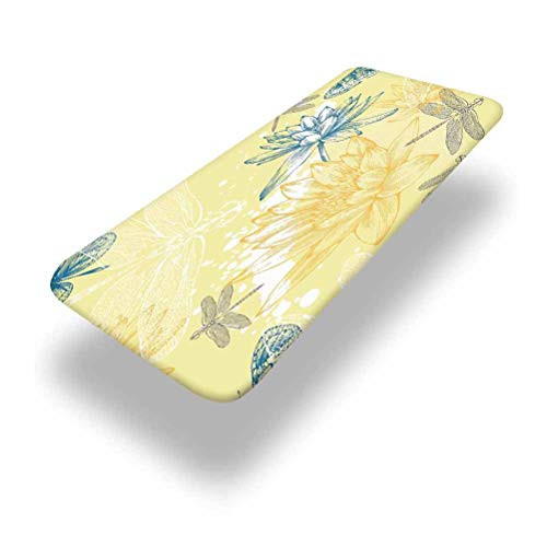 Lyzelre 6ft Dragonfly Elastic Edge Picnic Table Cover,Boho Style Plants and Spiritual Dragonflies Sketchy Illustration Fitted Rectangular Polyester Table Cloth,for Outdoor Travel/Holiday/Party