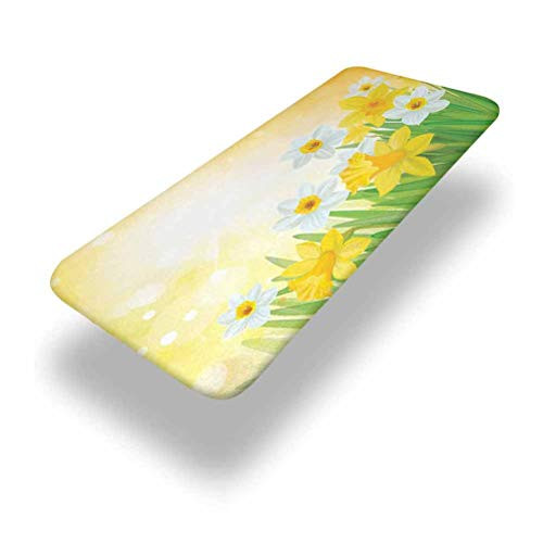 6ft Daffodil Elastic Edge Picnic Table Cover,Daffodils Garden Narcissus Rebirth and New Beginnings Celebration Graphic Fitted Rectangular Polyester Table Cloth,for Outdoor Travel/Holiday/Party