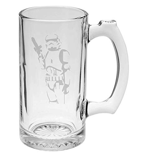 Imposing Stormtrooper Star Wars Inspired 16 oz Hand-made Etched Beer Mug Glass Stein 