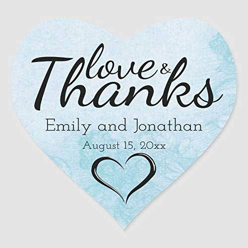 Wedding Packaging Stickers, Summer Blue Heart Wedding Cake Box Custom Heart Custom Labels Waterproof Classic Sticker for Envelopes Favors