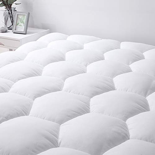 MoMA Mattress Pad - 60x80 Queen Mattress Pad - 8-21 Deep Pocket Mattress Topper - Hypoallergenic Mattress Cover - Queen Mattress Protector - Cooling Plush Mattress Topper - Ultra Soft Mattress