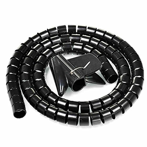 NA 25mm Flexible Cable Organizer Spiral Tube Cable Cable Wrap Computer Manage Cable Black 5M with Clip