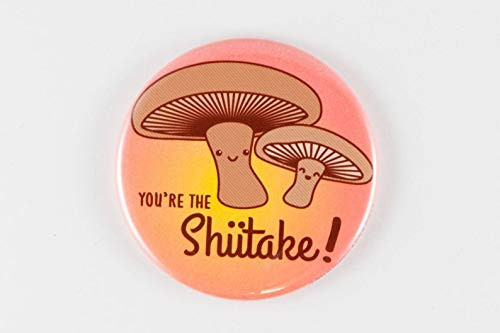 Funny Magnet, Pinback Button, or Pocket Mirror"You're the Shiitake" - funny gift, you're the sht, shiitake mushroom, funny kawaii food