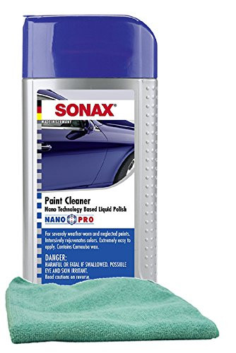 Sonax Nanotechnology Paint Cleaner Liquid Wax -16.9 oz-, Bundled with Microfiber Cloth -2 Items-
