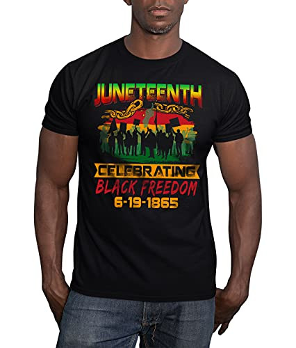 MONDAYSTYLE Graphics T-Shirts - Juneteenth June 19th Celebrating Black Freedom Black African Pride Gift Shirt Short Sleeve, Black, X-Large