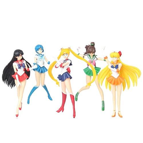 New Durable Sailor Moon Action Figures- Tsukino Usagi Rei Hino Mizuno Ami Makoto Kino Chic Accent ?5 pcs?