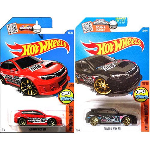Hot Wheels 2016 Digital Circuit Subaru WrX STI Red and Kmart Exclusive Black SET OF 2