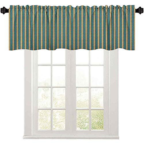 Window Valances, Illustration of Abstract Figures Wavy Line Pattern Curvy Shapes Colorful Graphic, 42" W x 18" L Thermal Insulated Valance for Living Room, Multicolor