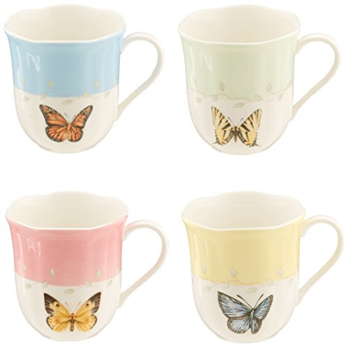 Lenox Butterfly Meadow Mug Set of 4 White Dinnerware