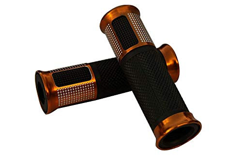 MotorToGo a02 Orange Gold Motorcycle Grips, 7/8" 22mm Handlebar Aluminum CNC Gel Rubber Hand Grips for 2013 Yamaha YZF R6