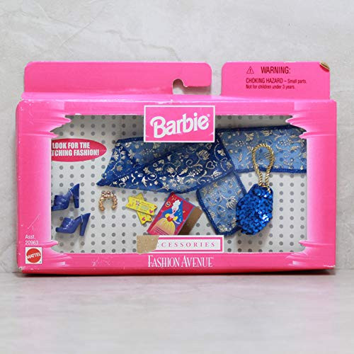 Barbie Doll Fashion Avenue 20963 Accessories Blue Scarf Purse Shoes  and  More