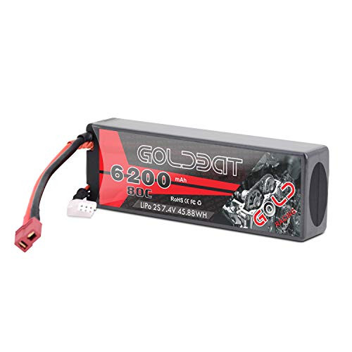 GOLDBAT 2S 6200mAh 7.4V 80C LiPo RC Battery Hard Case with Deans Plug for RC Evader BX Car RC Truck RC Truggy RC Heli Airplane Drone FPV Racing