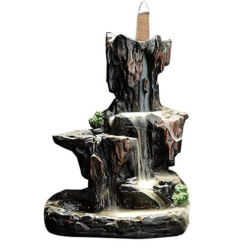 Comeon Garden Mountain Stream Backflow Handcrafted Resin Incense Holder Burner, Aromatherapy Furnace Diffuser for Home Decor with 10 Cones for free