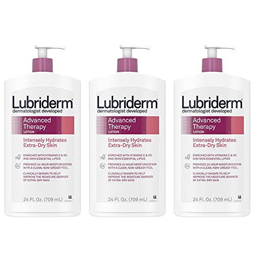 Lubriderm Advanced Therapy Moisturizing Lotion with Vitamins E and B5, Deep Hydration for Extra Dry Skin, Non-Greasy Formula, 24 fl. oz, Pack of 3 Lubriderm Advanced Therapy Moisturizing Lotion with Vitamins E and B5, Deep Hydration for Extra Dry Skin, Non-Greasy Formula, 24 fl. oz, Pack of 3