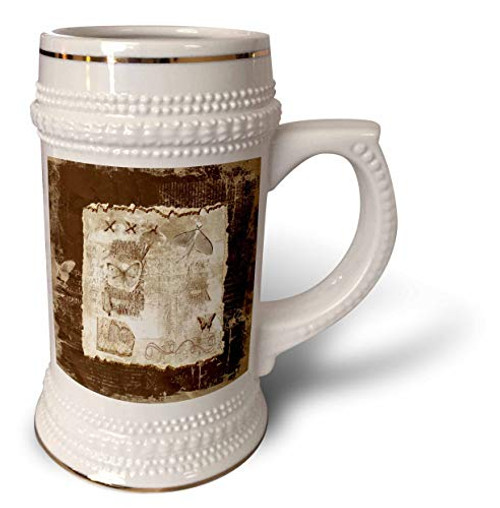 3dRose Image of Luna Moth, Butterflies, Burlap, String, Torn Paper. - 22oz Stein Mug -stn-333545-1- 3dRose Image of Luna Moth, Butterflies, Burlap, String, Torn Paper. - 22oz Stein Mug -stn-333545-1-
