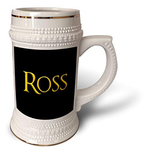 3dRose Ross popular man name in the America. Yellow on black gift - 22oz Stein Mug -stn-339494-1-