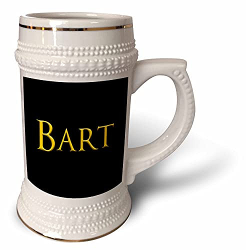3dRose Bart trendy man name in the America. Yellow on black talisman - 22oz Stein Mug -stn-347387-1-