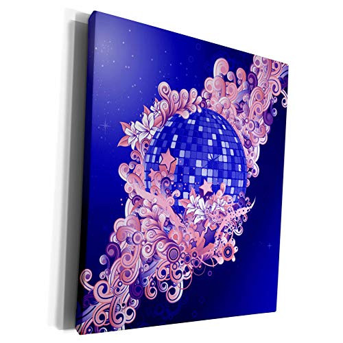 3dRose Anne Marie Baugh - Flourishes - A Blue Mirror Globe Enveloped In Pink and Blue Glam Flourishes - Museum Grade Canvas Wrap -cw-235850-1- 3dRose Anne Marie Baugh - Flourishes - A Blue Mirror Globe Enveloped In Pink and Blue Glam Flourishes - Museum Grade Canvas Wrap -cw-235850-1-