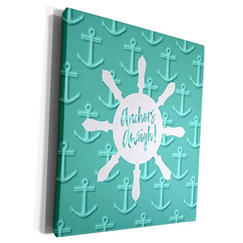 3dRose Russ Billington Tile Designs- Nautical Whimsy - Anchors Aweigh- Nautical Anchors and Ships Wheel Design- not embossed - Museum Grade Canvas Wrap -cw-311160-1-