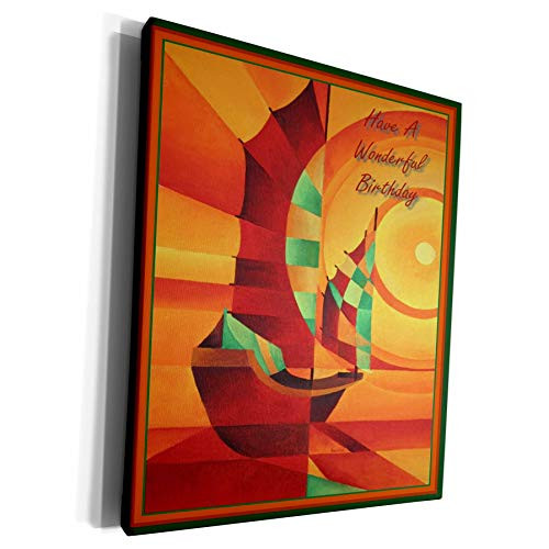 3dRose Taiche - Greeting Card - Wondeful Birthday - Birthday Greetings - sailboat, boats, sailing, for him, for dad, for men, sailing enthusiast - Museum Grade Canvas Wrap -cw-55589-1-