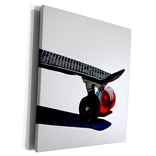 3dRose Alexis Photo-Art - Objects - Black skateboard on white, red wheels, white background - Museum Grade Canvas Wrap -cw-272088-1-