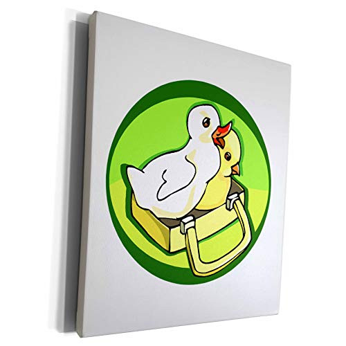 3dRose Susans Zoo Crew Holidays Easter - duckling chick in suitcase green back - Museum Grade Canvas Wrap -cw-178240-1-