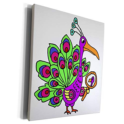 3dRose All Smiles Art Birds - Funny Cute Vain Peacock Bird Looking in Mirror Cartoon - Museum Grade Canvas Wrap -cw-263773-1- 3dRose All Smiles Art Birds - Funny Cute Vain Peacock Bird Looking in Mirror Cartoon - Museum Grade Canvas Wrap -cw-263773-1-