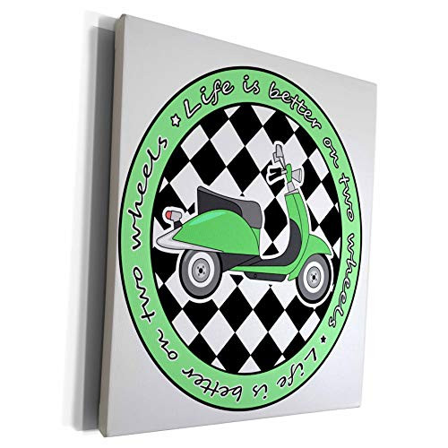 3dRose Janna Salak Designs Retro Designs - Green Retro Scooter - Life is Better on Two Wheels - Museum Grade Canvas Wrap -cw-77578-1- 3dRose Janna Salak Designs Retro Designs - Green Retro Scooter - Life is Better on Two Wheels - Museum Grade Canvas Wrap -cw-77578-1-