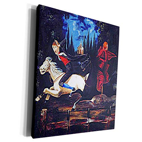 3dRose Sandy Mertens Vintage Halloween Designs - Ichabod Crane and Headless Horseman Art Painting 1855 - Museum Grade Canvas Wrap -cw-36395-1-
