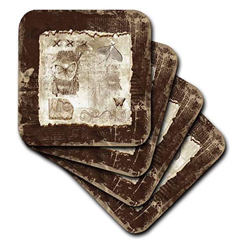 3dRose Image of Luna Moth, Butterflies, Burlap, String, Torn Paper, Brown - Coasters -cst-333545-3- 3dRose Image of Luna Moth, Butterflies, Burlap, String, Torn Paper, Brown - Coasters -cst-333545-3-