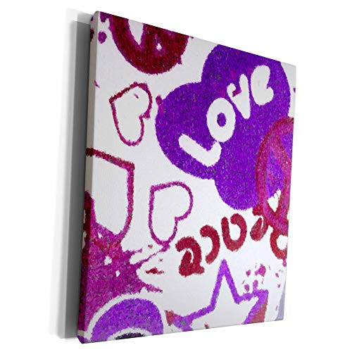 3dRose Florene Childrens Art - Love In Purple - Museum Grade Canvas Wrap -cw-23107-1-