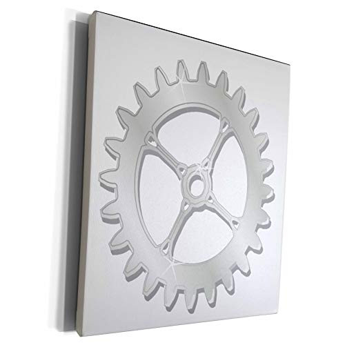 3dRose Florene Steam Punk - Silver Cog Wheel - Museum Grade Canvas Wrap -cw-38268-1-