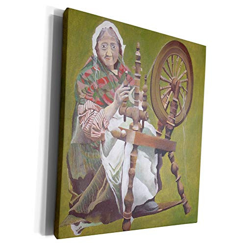 3dRose Taiche - Acrylic Painting - Spinning Wheel - Spinning a Yarn - Spinning Wheel, crafts, green, hobby, ireland, irish, nostalgic - Museum Grade Canvas Wrap -cw-46659-1-