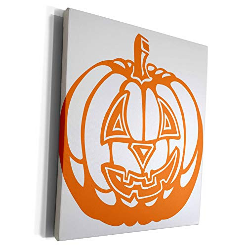 3dRose TNMGraphics Halloween - Orange Outline o Jackolantern - Museum Grade Canvas Wrap -cw-157848-1-