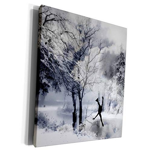 3dRose Doreen Erhardt Christmas Collection - Winter Figure Skating on a Frozen Lake - Museum Grade Canvas Wrap -cw-164730-1-
