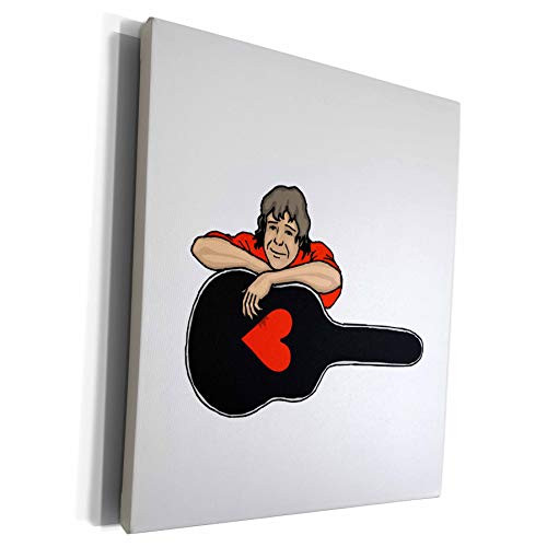 3dRose Susans Zoo Crew Music Instrument Guitar - boy leaning on guitar case heart red shirt - Museum Grade Canvas Wrap -cw-175878-1-