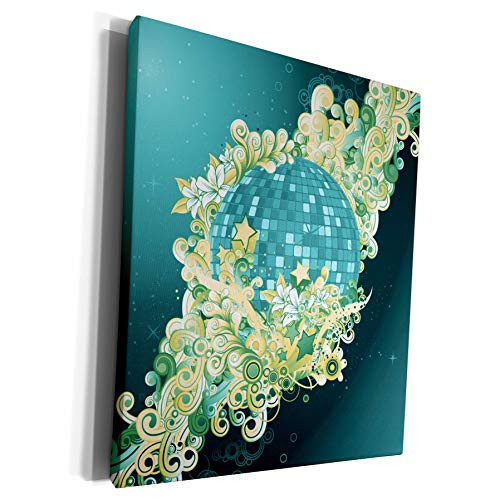 3dRose Anne Marie Baugh - Flourishes - A Turquoise Mirror Globe Enveloped In Gold and Turquoise Flourishes - Museum Grade Canvas Wrap -cw-235849-1- 3dRose Anne Marie Baugh - Flourishes - A Turquoise Mirror Globe Enveloped In Gold and Turquoise Flourishes - Museum Grade Canvas Wrap -cw-235849-1-
