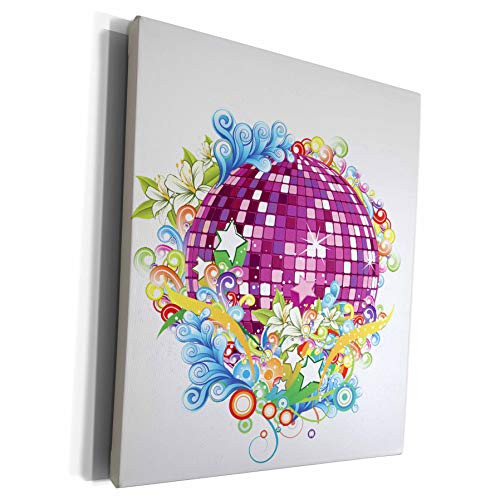 3dRose Anne Marie Baugh - Contemporary - Purple and Pink Sparkle Mirror Ball Surrounded In Flowers and Flourishes - Museum Grade Canvas Wrap -cw-236140-1- 3dRose Anne Marie Baugh - Contemporary - Purple and Pink Sparkle Mirror Ball Surrounded In Flowers and Flourishes - Museum Grade Canvas Wrap -cw-236140-1-