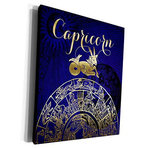 3dRose TDSwhite  Zodiac - Capricorn Symbol Astrology Wheel Zodiac Sign Horoscope - Museum Grade Canvas Wrap -cw-269255-1-