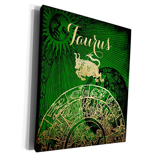 3dRose TDSwhite  Zodiac - Taurus Symbol Astrology Wheel Zodiac Sign Horoscope - Museum Grade Canvas Wrap -cw-269269-1-