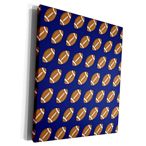 3dRose Anne Marie Baugh - Patterns - Footballs On A Blue Background Pattern - Museum Grade Canvas Wrap -cw-274106-1-