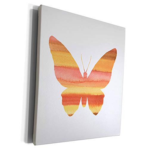 3dRose Butterfly Art - Image of Watercolor Of Coral Yellow and Orange Butterfly - Museum Grade Canvas Wrap -cw-281631-1-