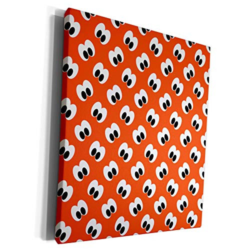 3dRose Anne Marie Baugh - Halloween - Cute Orange, Black, and White Halloween Eyes Pattern - Museum Grade Canvas Wrap -cw-289315-1-