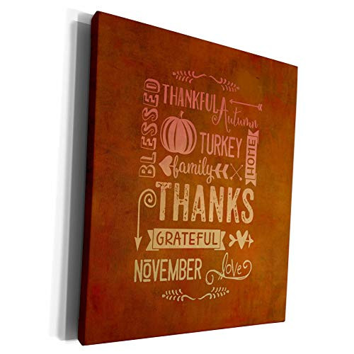 3dRose Andrea Haase Holiday Illustration - Thanksgiving Typography Poster Style - Museum Grade Canvas Wrap -cw-293869-1-