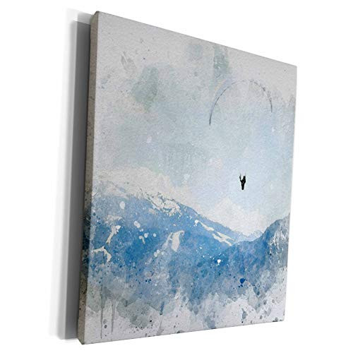 3dRose Anne Marie Baugh - Impressionist Mixed Media Art - Image Of Watercolor Sky Diver Into Winter Mountain Art - Museum Grade Canvas Wrap -cw-318647-1-