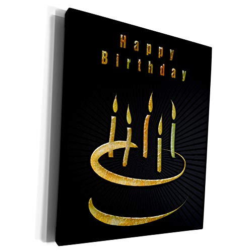 3dRose Houk Digital Design Celebration  Birthday - Happy Birthday  cool cake with candles on dark background - Museum Grade Canvas Wrap -cw-41789-1-
