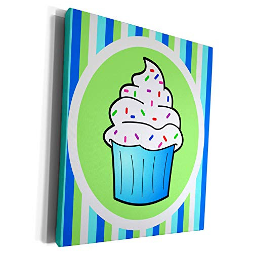 3dRose Janna Salak Designs Sweet Treats - Cute Cupcake White Frosting with Sprinkles - Kawaii Cakes - Blue - Museum Grade Canvas Wrap -cw-43130-1- 3dRose Janna Salak Designs Sweet Treats - Cute Cupcake White Frosting with Sprinkles - Kawaii Cakes - Blue - Museum Grade Canvas Wrap -cw-43130-1-