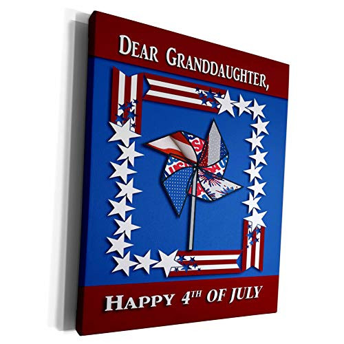 3dRose Beverly Turner Independence Day Design - Granddaughter, 4th of July, Patriotic Pin Wheel - Museum Grade Canvas Wrap -cw-49193-1-
